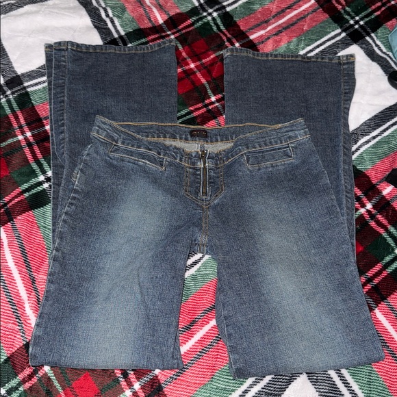 (Vintage) Heart Moon Star Split Hem Flare Jeans, Sz. 10 - Picture 6 of 16